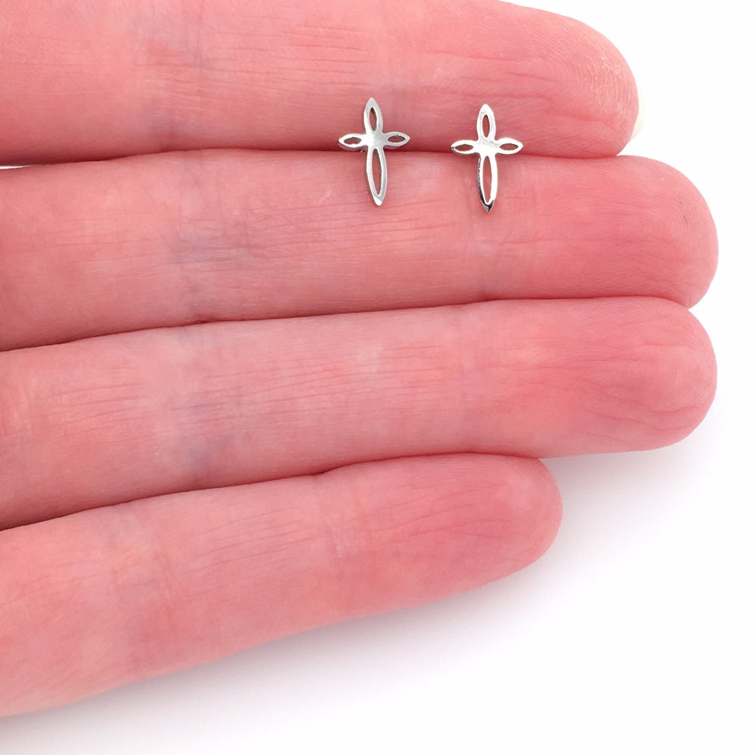 Tiny Cross Earrings Small Cross Earrings Cross Studs Minimalist