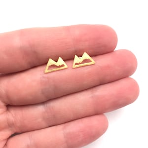Mountain Earrings Mountain Range Earrings Mountain Peak Snow Peak Minimalist Stud Earrings Post Earrings Skiing Ski Nature Rose Gold Silver