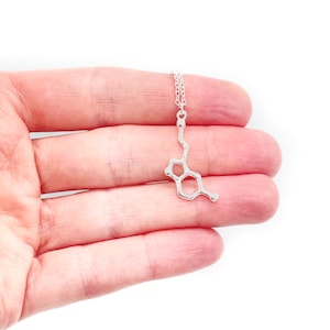 Serotonin Molecule Necklace Chemistry Necklace Hormone Serotonin Biochemistry Molecule Biology Student Gift Science Jewelry Happiness Silver