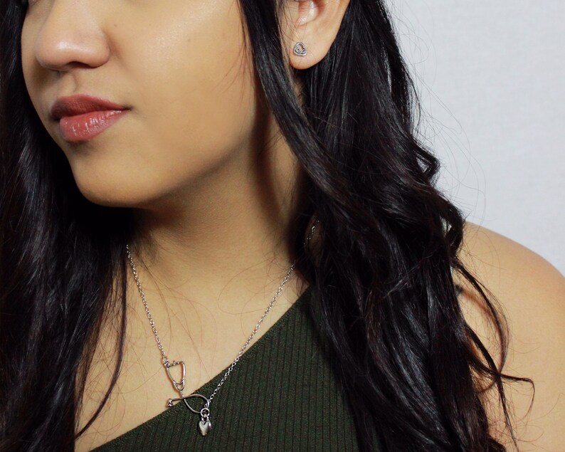 Mini Stethoscope Earrings 14k Rose Gold Sterling Silver Stethoscope Earrings Nurse Gift RN Nurse Earrings Nurse Graduation Doctor