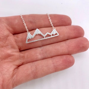 Mountain Necklace Mountain Range Necklace Mountain Peak Necklace Snow Peak Adventure Horizontal Bar Necklace Outdoors Hiking Silver