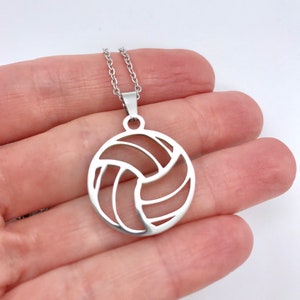 Volleyball Necklace Volleyball Coach Gift, Volleyball Pendant, Sterling Silver Jewelry Sports Jewelry Volleyball Player Gift Silver image 1