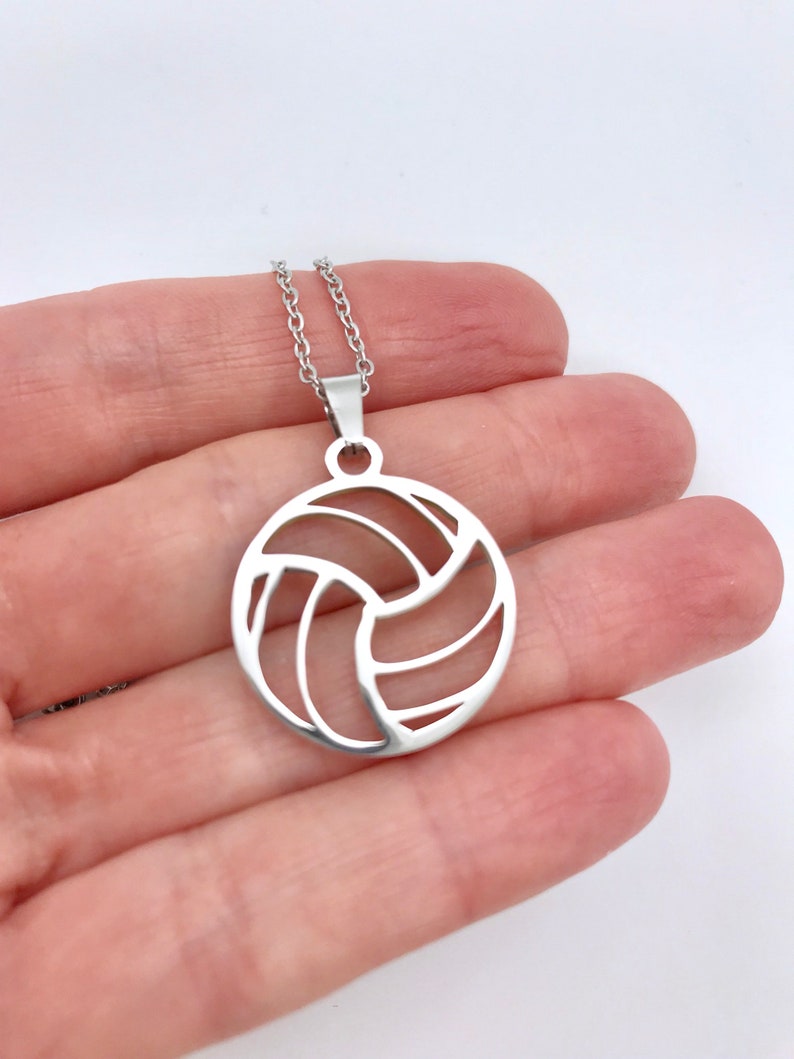 Volleyball Necklace Volleyball Coach Gift, Volleyball Pendant, Sterling Silver Jewelry Sports Jewelry Volleyball Player Gift Silver image 1