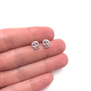Tiny Skull Stud Earrings Skull Earrings Small Skull Earrings Skeleton Jewelry Halloween Skull & Crossbones Day of the Dead Silver Rose Gold