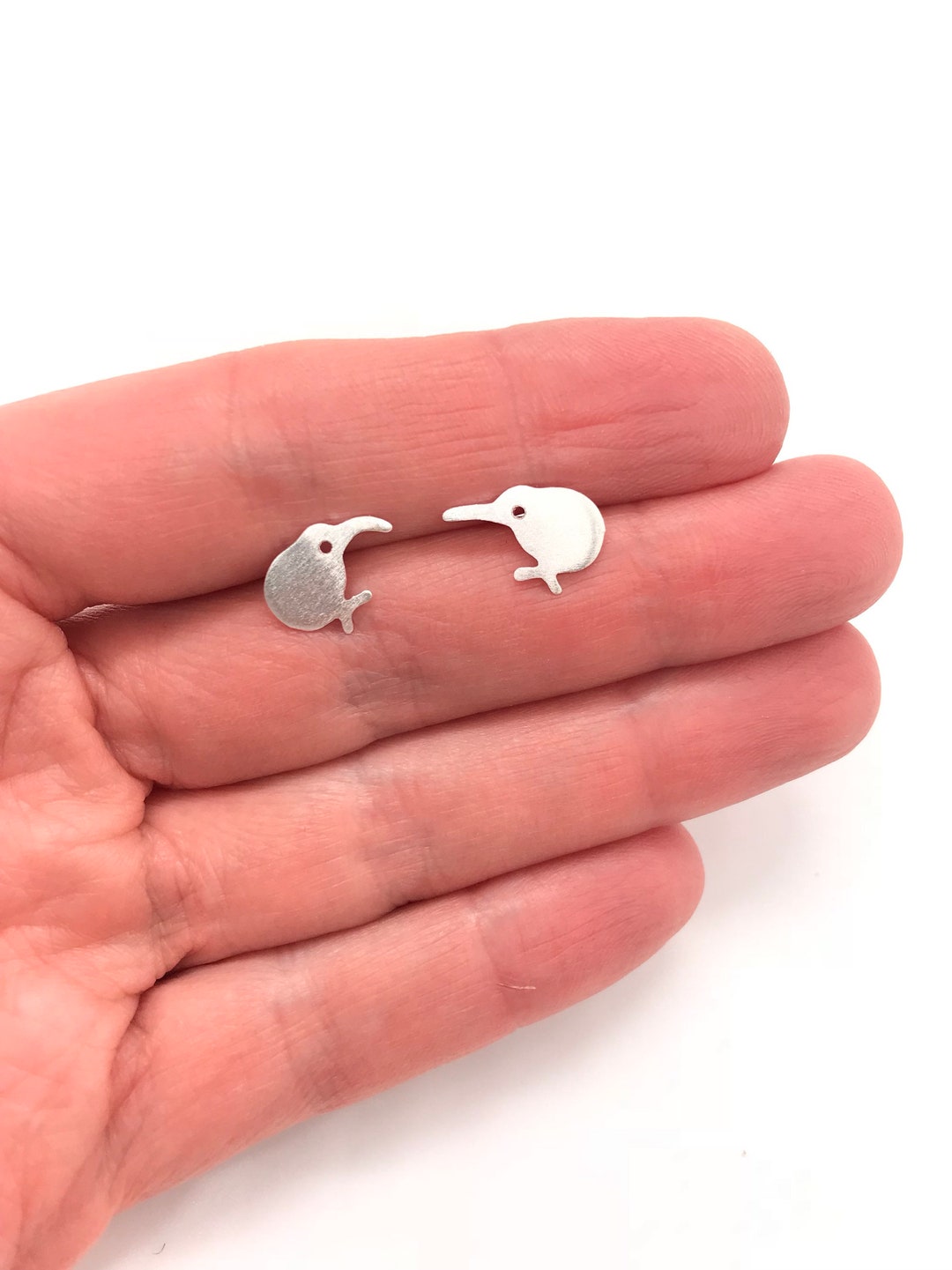 925 Sterling Silver Gold Tiny Kiwi Bird Stud Earrings Fun Quirky