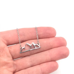 Mountain Necklace * Mountain Range Necklace Mountain Peak Necklace Snow Peak Camping Horizontal Bar Necklace Outdoors Hiking Silver Rose