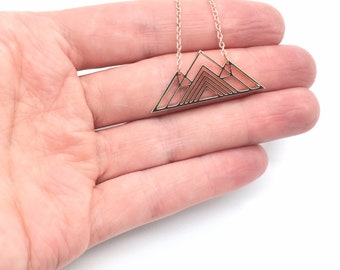 Geometric Mountain Necklace ** Mountain Range Necklace Mountain Peak Necklace Snow Peak Adventure Necklace Outdoors Hiking Silver Rose Gold