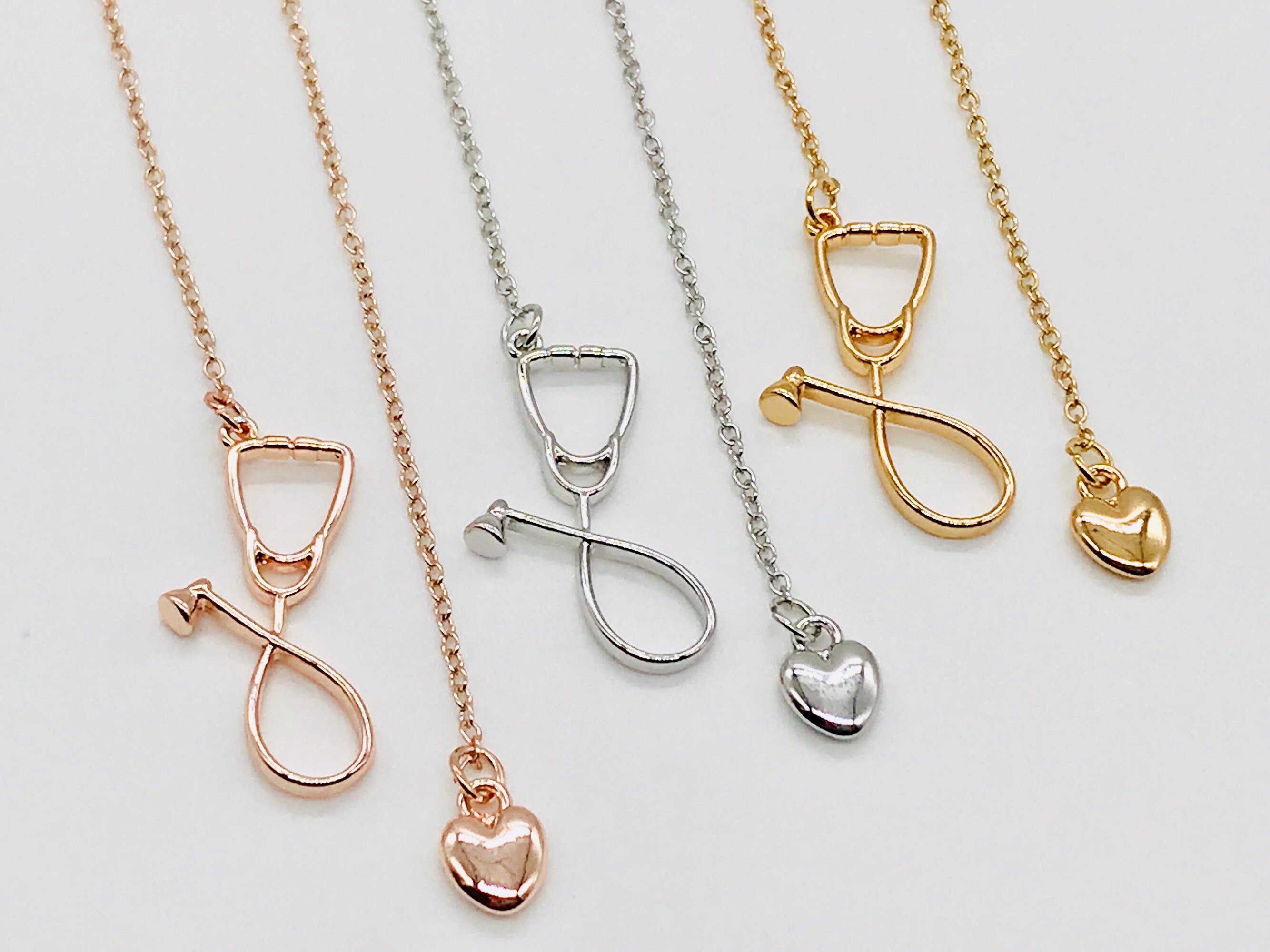 Sterling Silver Stethoscope Necklace Nurse Necklace RN Gift Etsy