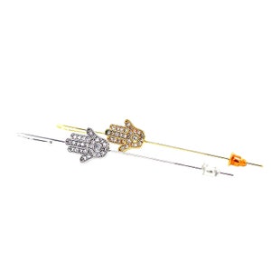 Silver Hamsa Ear Cuff Ear Wrap Silver Hand Ear Pin Gold Ear Cuff Gold Ear Pin Edgy Pin Hook Cuff Ear Jacket Climber Ear Hook Long Ear Pin