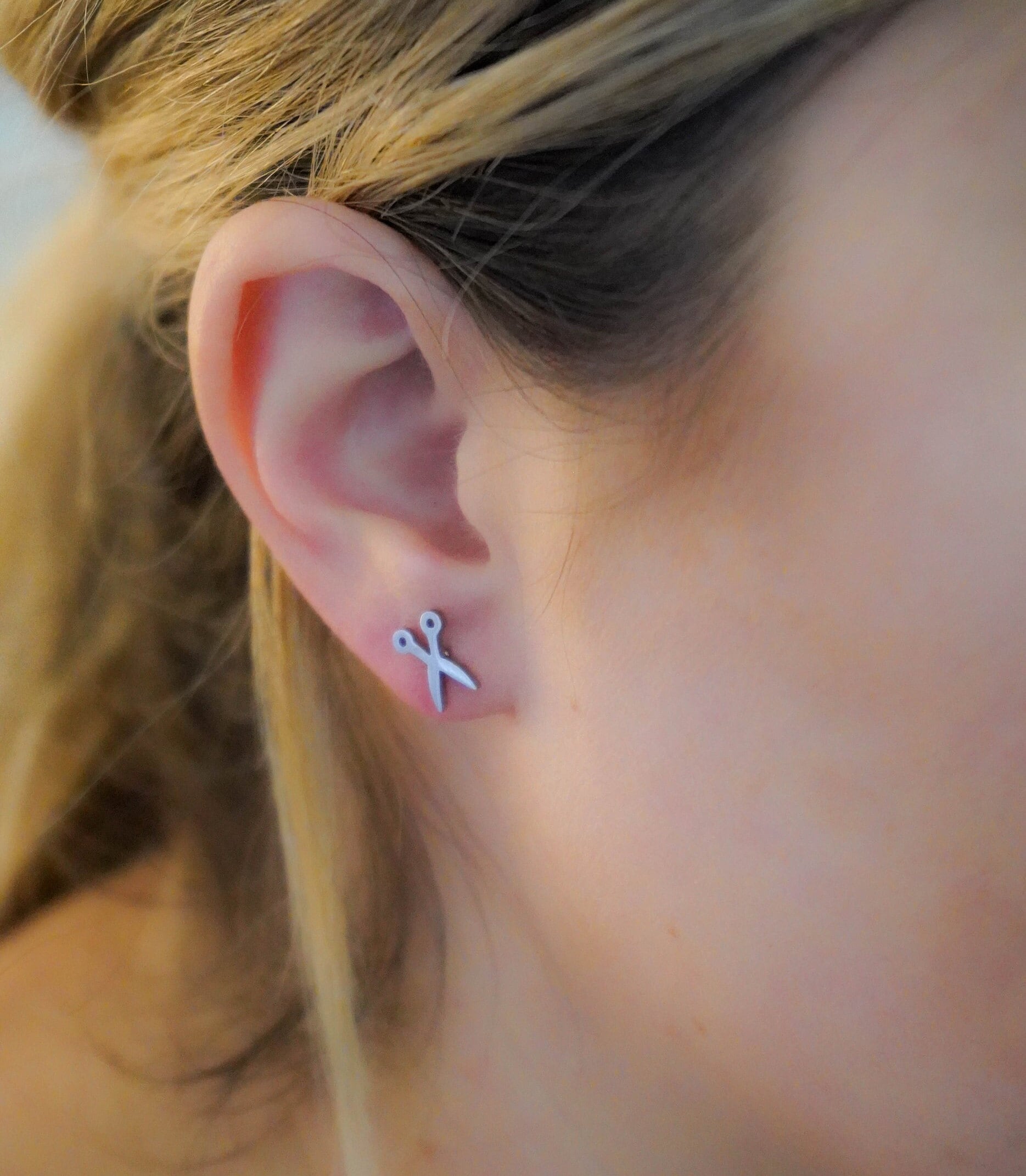 Scissor Earrings Silver Scissor Studs Craft Studs Craft Etsy