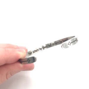 Not Sisters by Blood, but Sisters by Heart Bracelet Sister Gift for Sister Jewelry Soul Sister Birthday Gift Best Friends Bracelet Silver