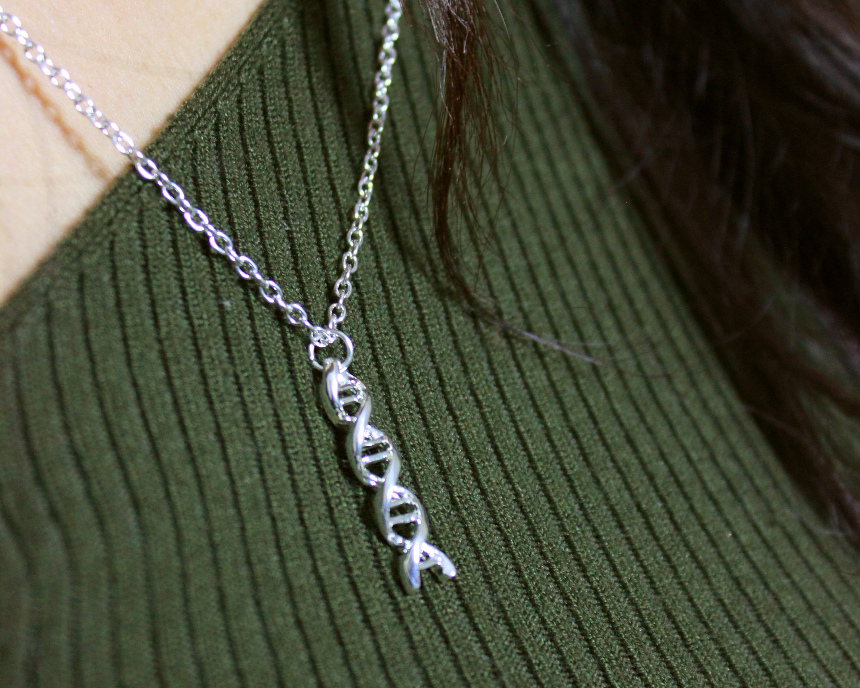 Sterling Silver DNA Necklace Biology Science Necklace Science Etsy