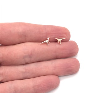 Tiny Dinosaur Earrings Studs small Dino Earrings Small T-Rex Earrings Lover Gift Jurassic Park Earrings Silver Velociraptor Silver Rose Gold