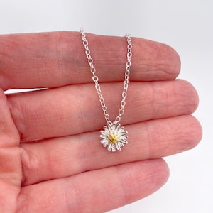 925 Sterling Silver Daisy Necklace Daisy Flower Necklace Tiny Daisies Tiny Daisy Small Daisy Studs Bridal Party Necklace Minimalist Necklace