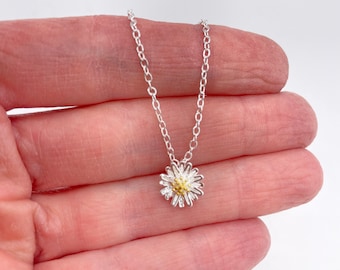 925 Sterling Silver Daisy Necklace Daisy Flower Necklace Tiny Daisies Tiny Daisy Small Daisy Studs Bridal Party Necklace Minimalist Necklace