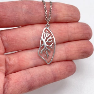 Silver Lung Necklace Cancer survivor Pulmonary Fibrosis Cystic Fibrosis Lung diseases Biology Jewelry Pulmonologist Doctor Gift Anatomy Lung