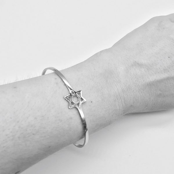 Star of David Bracelet Cuff Jewish Bracelet Silver Bat Mitzvah Bracelet Small Star of David Jewish Star Magen David Cuff Hamsa Silver