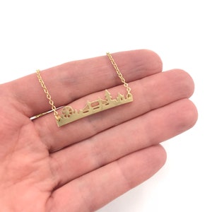 Collar con el horizonte de Londres en oro rosa Paisaje urbano de Londres Big Ben Puente de Londres London Eye Horizonte de Londres Inglaterra Joyas Regalo Gran Bretaña