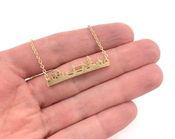 London Skyline Necklace Rose Gold London Cityscape Big Ben London Bridge London Eye Skyline London England Jewelry Gift Great Britain