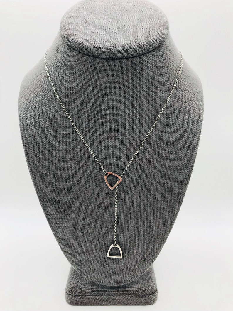 Sterling Silver Stirrup Necklace Stirrup Lariat Necklace Etsy