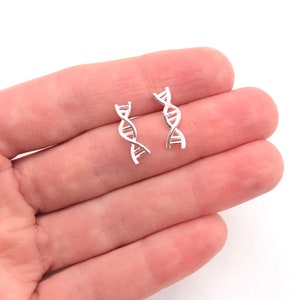 925 Sterling Silver DNA Earrings DNA Jewelry Biology DNA Climbers Science Twist Earrings Double Helix Biologist Gift Doctor Science Gift