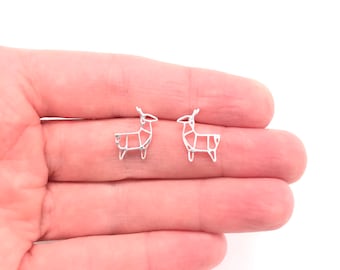 Tiny Alpaca Earrings Tiny Llama Earrings Llama Studs Alpaca Studs Sterling Silver Llama Earrings Alpaca Outline Earrings Rose Gold Silver
