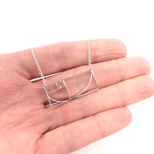 Fibonacci Golden Spiral Necklace Math Jewelry Wearable Mathematics Irrational Jewelry Math Necklace Geometry Ratio Necklace Silver