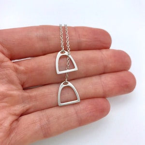 Stirrup Necklace Stirrup Lariat Necklace Stirrup Horse Necklace Equestrian Necklace Silver Double Stirrup Necklace Silver Rose Gold
