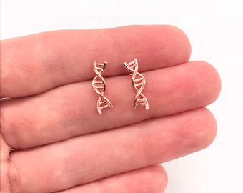 DNA Earrings DNA Jewelry Biology DNA Climbers Science Twist Earrings Double Helix Biologist Gift Doctor Science Sterling Silver Rose Gold