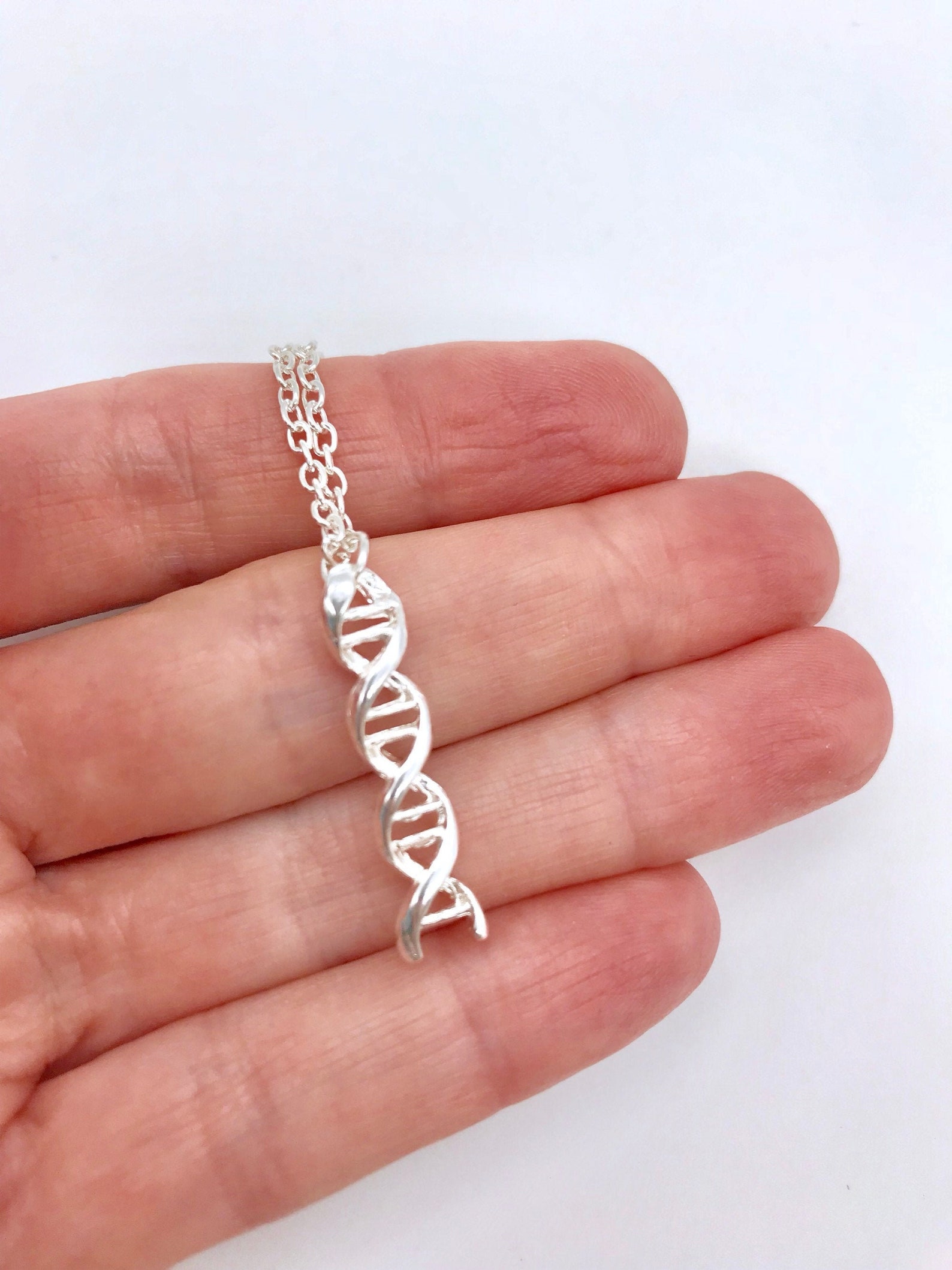 Sterling Silver DNA Necklace Biology Science Necklace Science Etsy