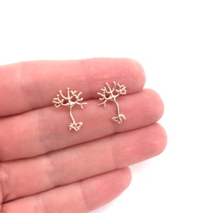 Rose Gold Neuron Earrings Neuron Jewelry Neuron Science Jewelry Cellular Biology Biology Jewelry Neuroscience Neurologist Gift Silver