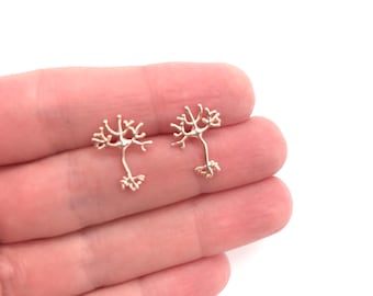 Rose goud neuron oorbellen neuron sieraden neuron wetenschap sieraden cellulaire biologie biologie sieraden neurowetenschap neuroloog cadeau zilver