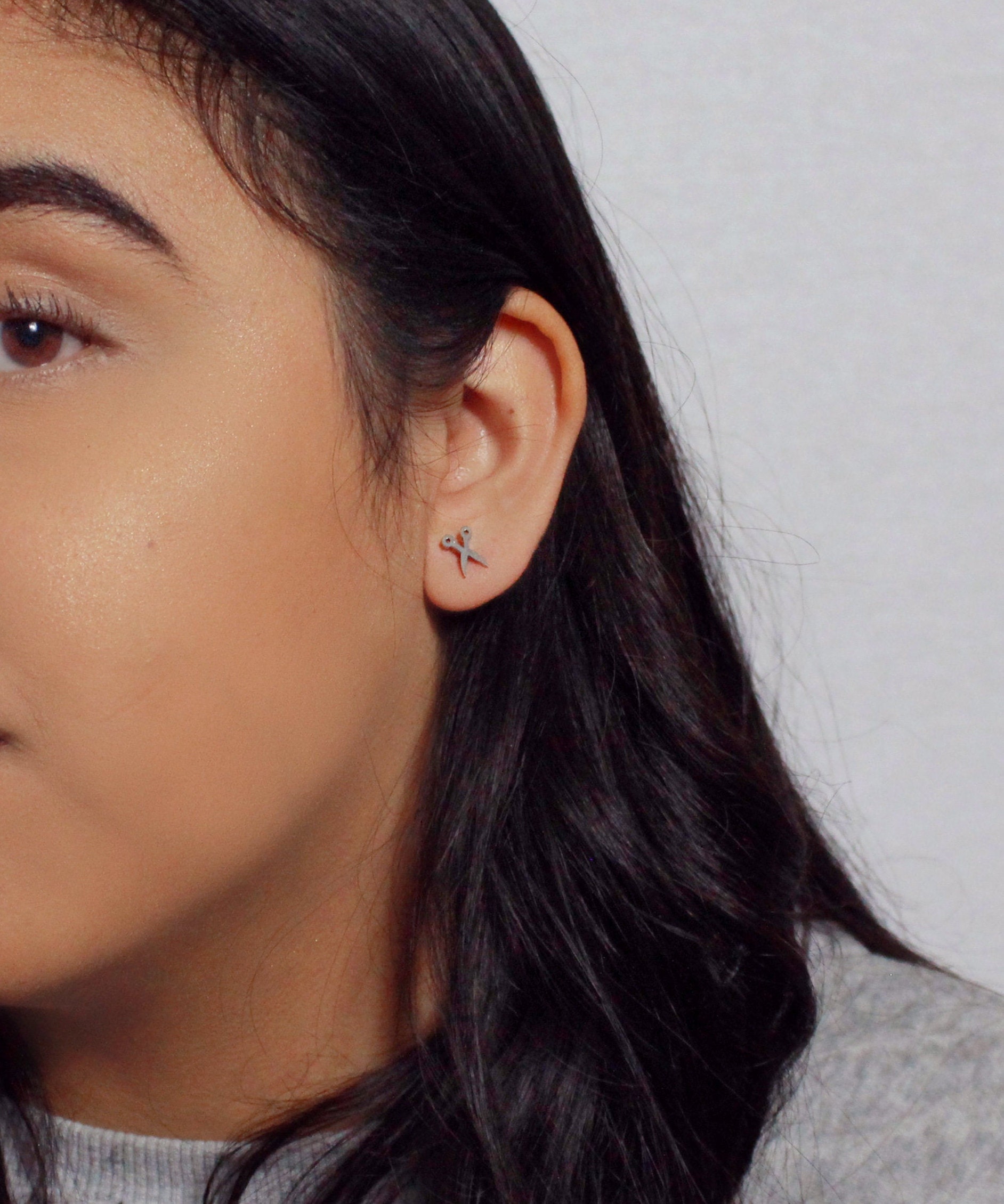 Scissor Earrings Silver Scissor Studs Craft Studs Craft Etsy