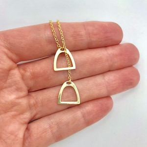 Stirrup Necklace Stirrup Lariat Necklace Stirrup Horse Necklace Equestrian Necklace Silver Double Stirrup Necklace Silver Rose Gold