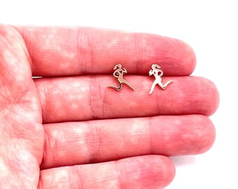 Running Girl Earrings Track Coach Gift Running Girl Studs Sterling Silver Jewelry Sports Jewelry Track and Field Player Gift Runner Gold