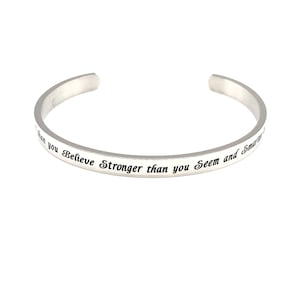 You are Braver than you Believe Stronger than you Seem and Smarter than you Think Bracelet Cuff Bangle Winnie the Pooh Robin Gift Silver