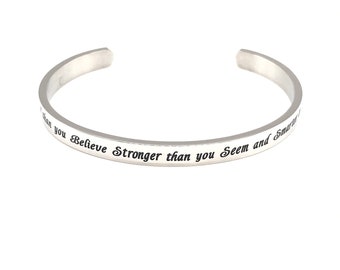 You are Braver than you Believe Stronger than you Seem and Smarter than you Think Bracelet Cuff Bangle Winnie the Pooh Robin Gift Silver