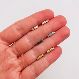 10 mm Bar Earrings Silver Bar Post Earring Tiny T-Bar earrings Square Rectangle Minimal earrings Small Rose Gold Bar Gold Bar Cartilage