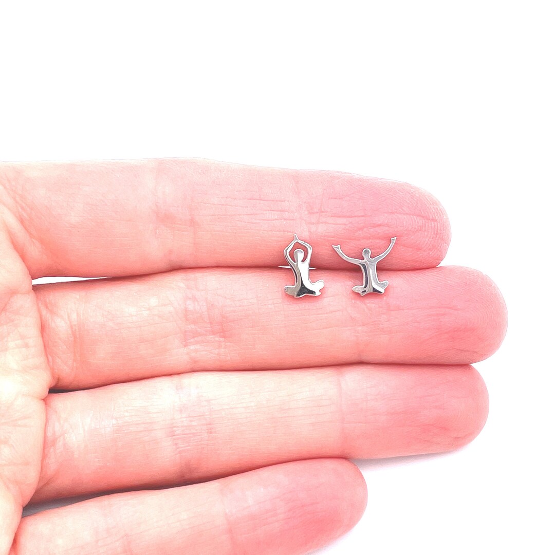 Lotus Earrings Yoga Earrings Yoga Pose Jewelry Balance Vriksasana Meditation Yoga Studs Warrior