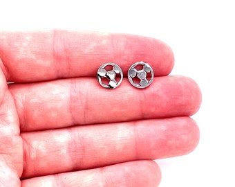 Boucles d'oreilles football ballon de football cadeau entraîneur clous de football bijoux en argent sterling bijoux de sport cadeau joueur de ballon de football argent football