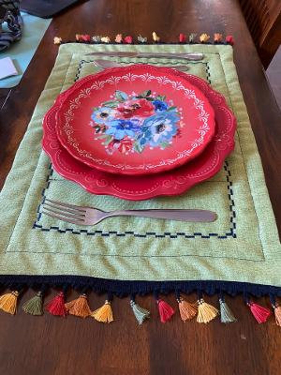 Reversible Placemat fiesta Time Etsy