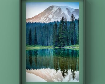 Mount Rainier Giclée Print: Reflection Lake, PNW Landscape Art