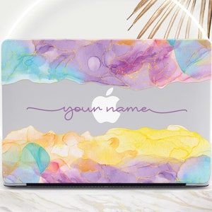 Gepersonaliseerde veelkleurige marmeren MacBook Pro 16-inch hoes regenboog Macbook Air 13 2020 M1-hoes Mac Pro 14-hoes Retina-cover aangepaste naam hoesje