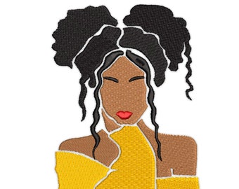 Curly Hair Digital Embroidery Scheme Embroidery Cute Pattern Design Black Girl Stitching Scheme Instant Download Handiwork Pattern BP2482