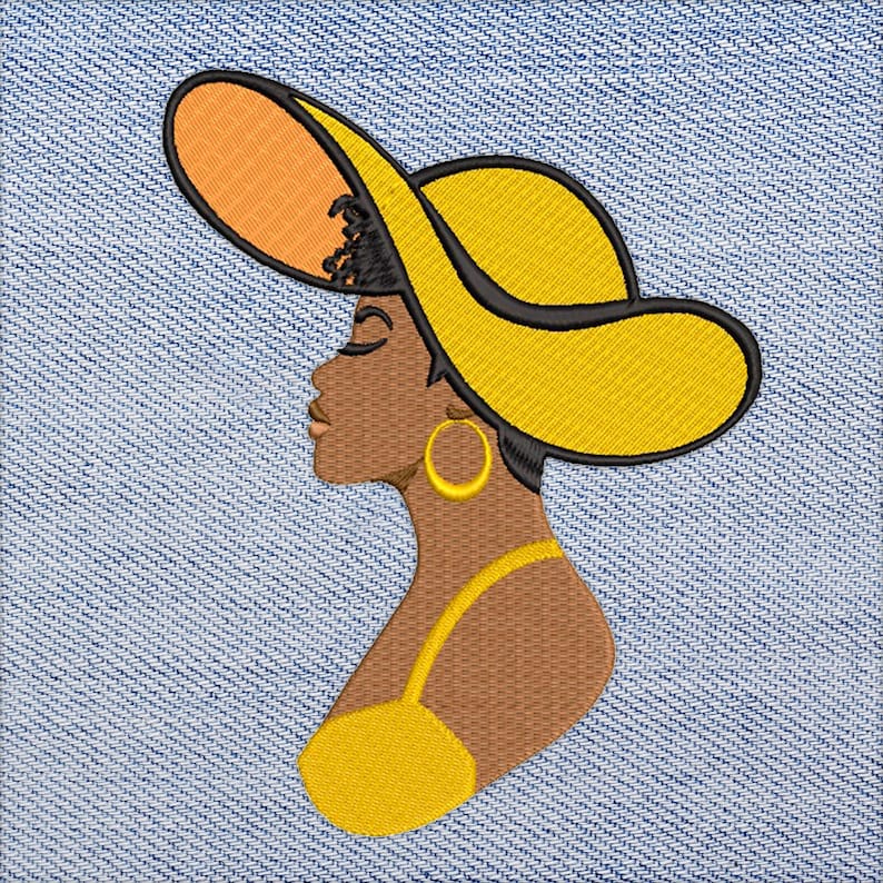 Afro Woman Patch Sew On Patch Iron On Patch Clothing Decoration Applique Clothes Yellow Hat Patch Embroidered Patch Gift Decor BP2477