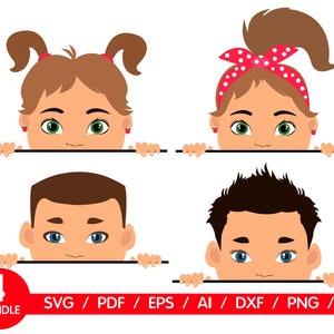 Gluren meisje Peekaboo svg-bestanden voor de cricut meisje vector design mama svg bundel kiekeboe svg bezuinigingen roodharige silhouet jongen Svg BR2424