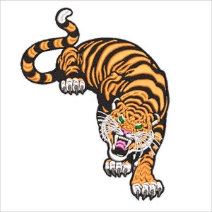 Aufnäher Tiger mit Brille Tier Aufbügler Größe: 13 x 11,5 cm Bügelbild 