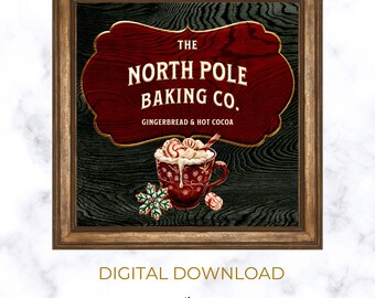 North Pole Bakery Christmas Wood Sign Print | PRINTABLE Christmas Wall Art | Holiday #8