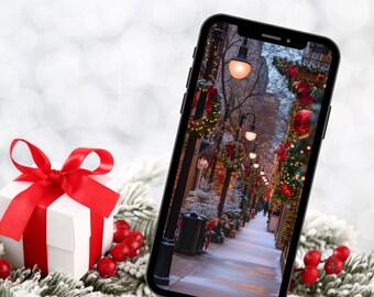 Christmas Street Scene Phone Wallpaper (Digital Download)