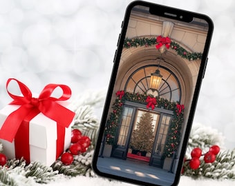 Christmas Tree City iPhone Wallpaper (Digital Download)